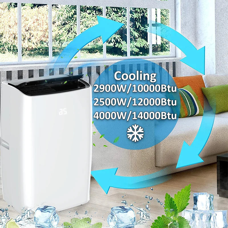 Climatiseur portable 5 en 1 de 12 000 BTU avec déshumidificateur, purificateur d'air UV-C et connexion Wi-Fi intelligente pour la maison