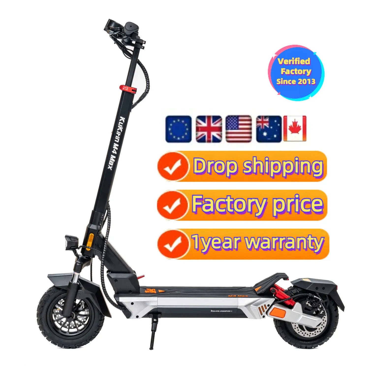 Trottinette électrique Kukirin M4 MAX haut de gamme pour adultes, deux roues, avec moteur sans balais et batterie au lithium, charge maximale 120 kg