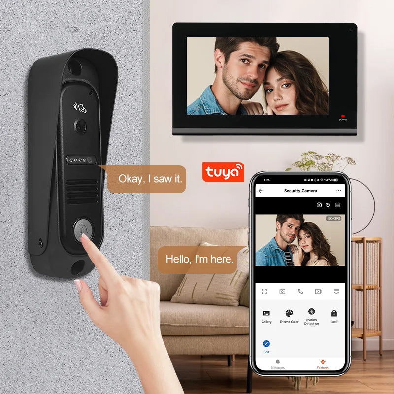 Système d'Interphone Vidéo 7 Pouces | Wi-Fi, RFID, Sonnette Connectée pour Appartement et Villa