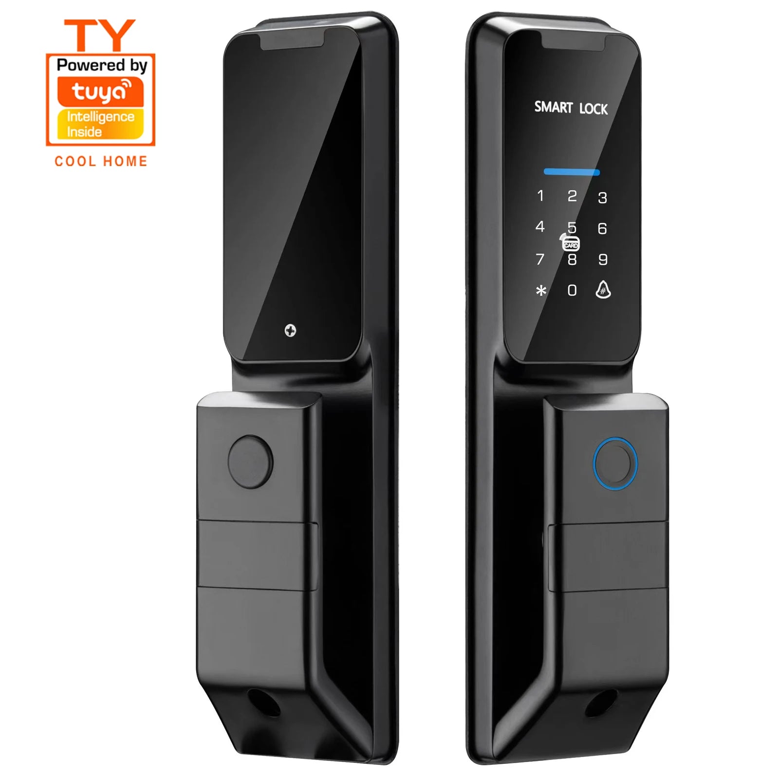 Serrure de porte intelligente numérique automatique TUYA avec clé Wi-Fi, empreinte digitale et mot de passe, et sonnette intégrée