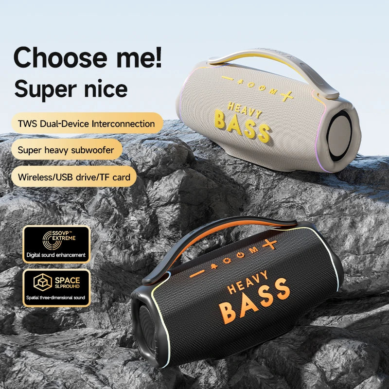 Enceinte Portable BASS-16 – 30 W, IPX5, Bluetooth 5.3, RGB et carte TF | Extérieur