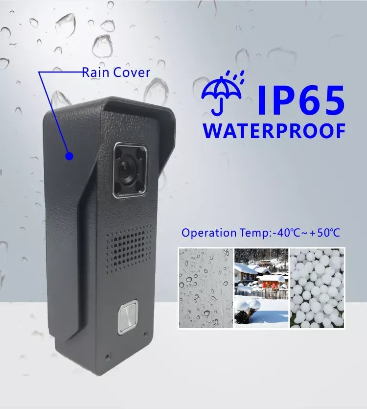 Interphone vidéo WiFi Tuya 1080p avec détection de mouvement, sonnette tactile intelligente et étanche pour maisons de ville et villas.
