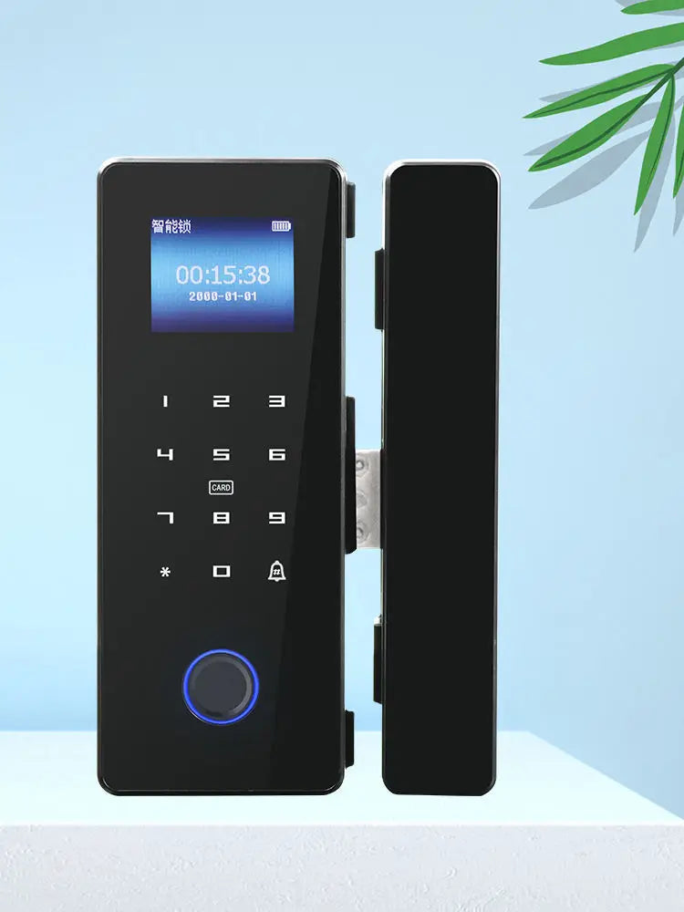 Serrure de porte en verre en promotion 2025 avec contrôle via application, stockage de données dans le cloud et sonnette intégrée