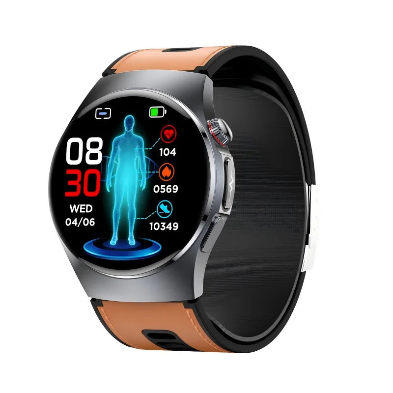 Montre Santé S201 – ECG, Tensiomètre Pompe à Air, NFC, SOS & Écran 1.56"