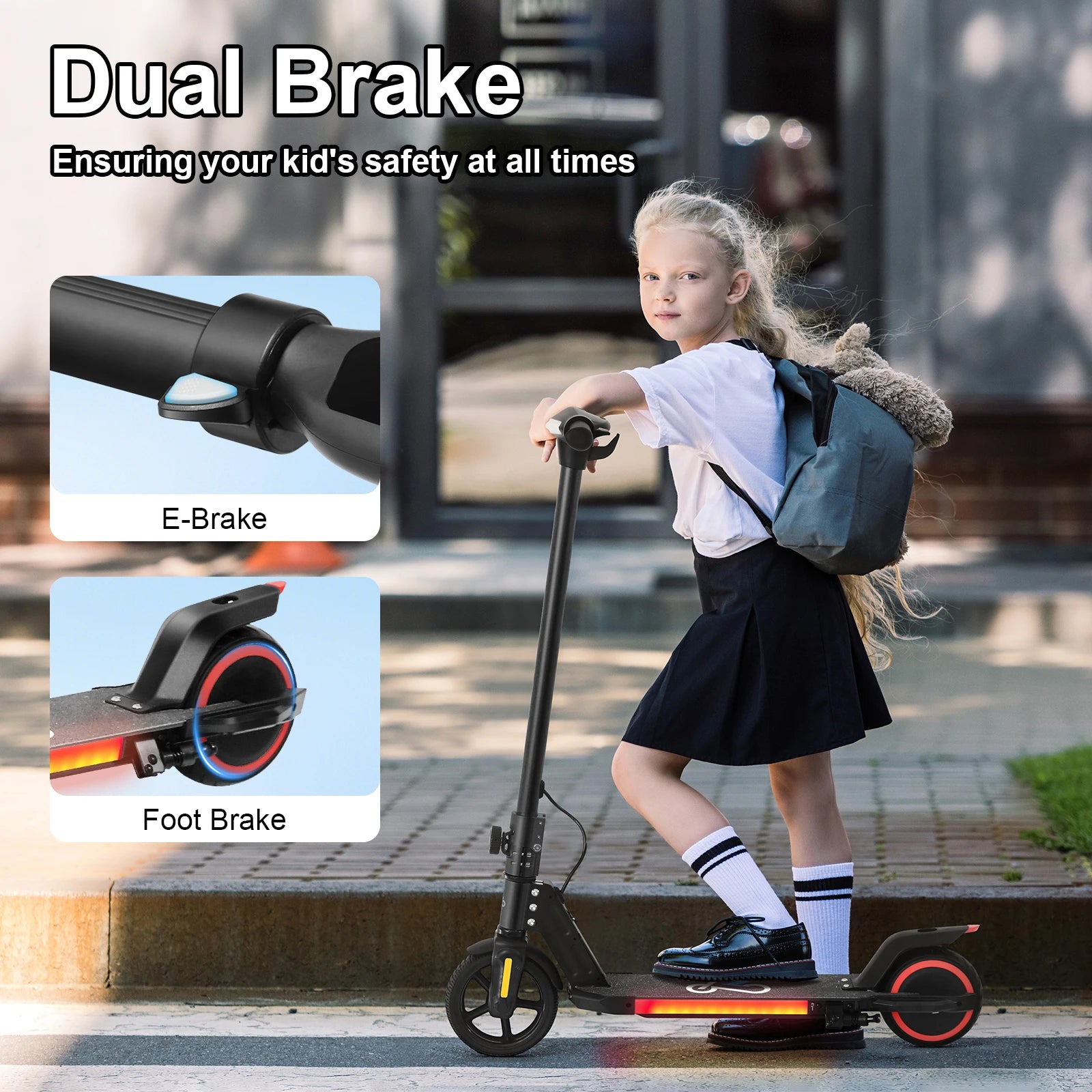 Trottinette électrique enfant Emoko A34, 130 W, batterie 21,6 V, autonomie 10 km, pour 6-12 ans