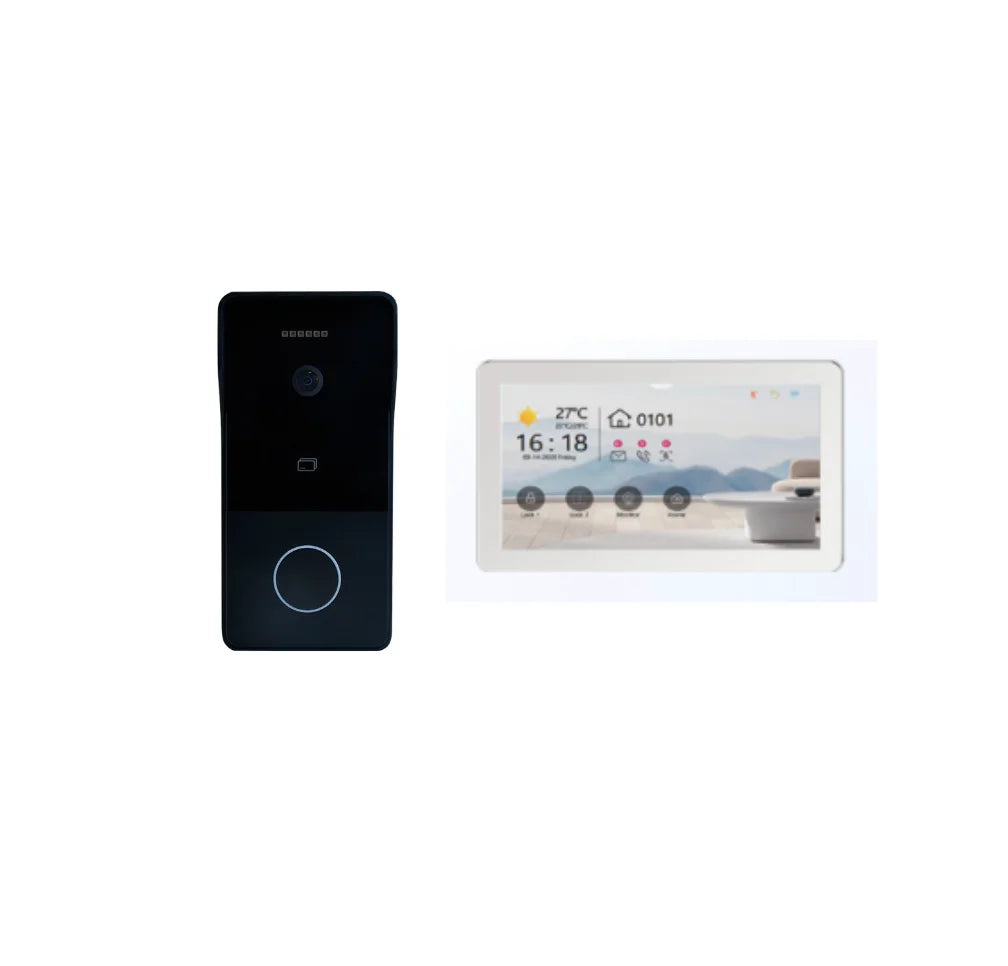 Système d'interphone Hiwink Smart Villa avec sonnette vidéo étanche 2K, moniteur intérieur à écran tactile 7 pouces et compatible Tuya.