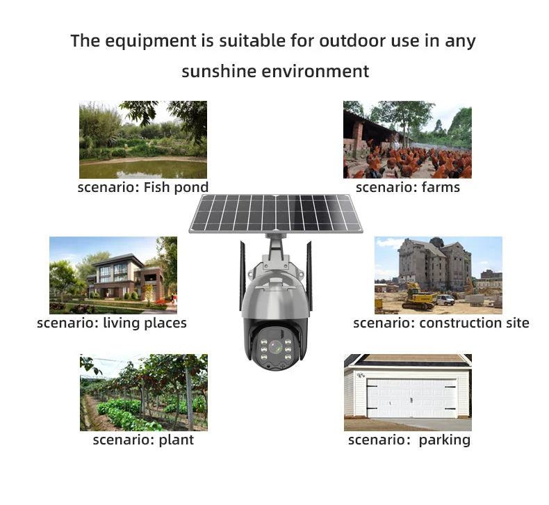 Caméra Extérieure Solaire PTZ | Wi-Fi, 4G, Vision Nocturne CMOS, Audio Bidirectionnel et Cloud