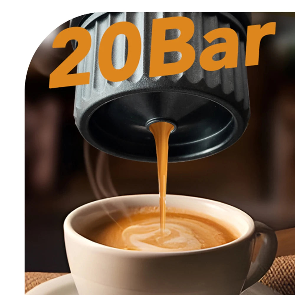 Cafetière Expresso Portable 20 Bars | Machine à Café Électrique pour Camping, Camping-Car et Déplacements
