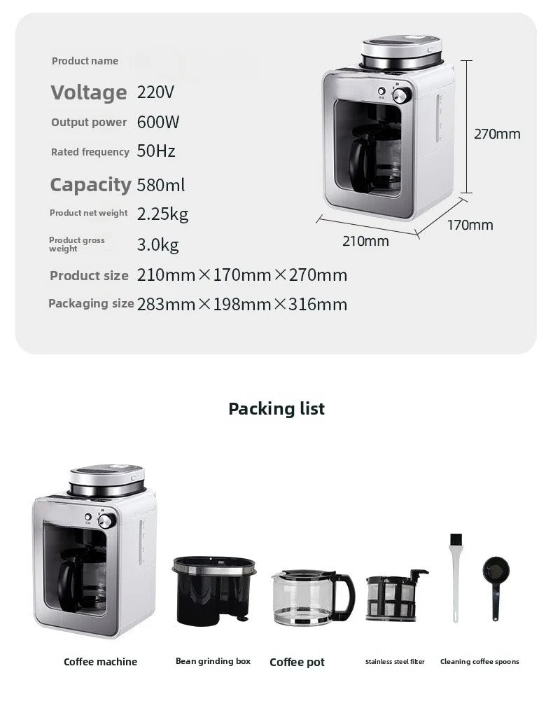 Machine à café automatique électrique au design moderne en acier inoxydable pour usage domestique et hôtelier