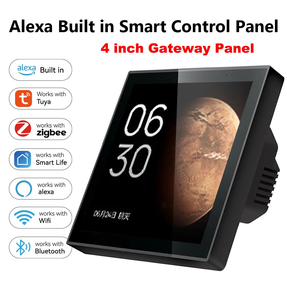 Golden Security 4" Smart Life Zigbee 2026 | Panneau de Contrôle Domotique Luxe avec Alexa Intégrée et Scènes Smart