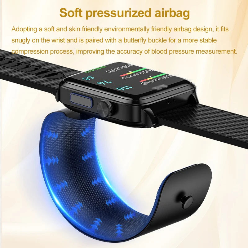 Montre Senior Air Pump 2025 – Tensiomètre Médical, Vocal, SpO2 & Personnalisable