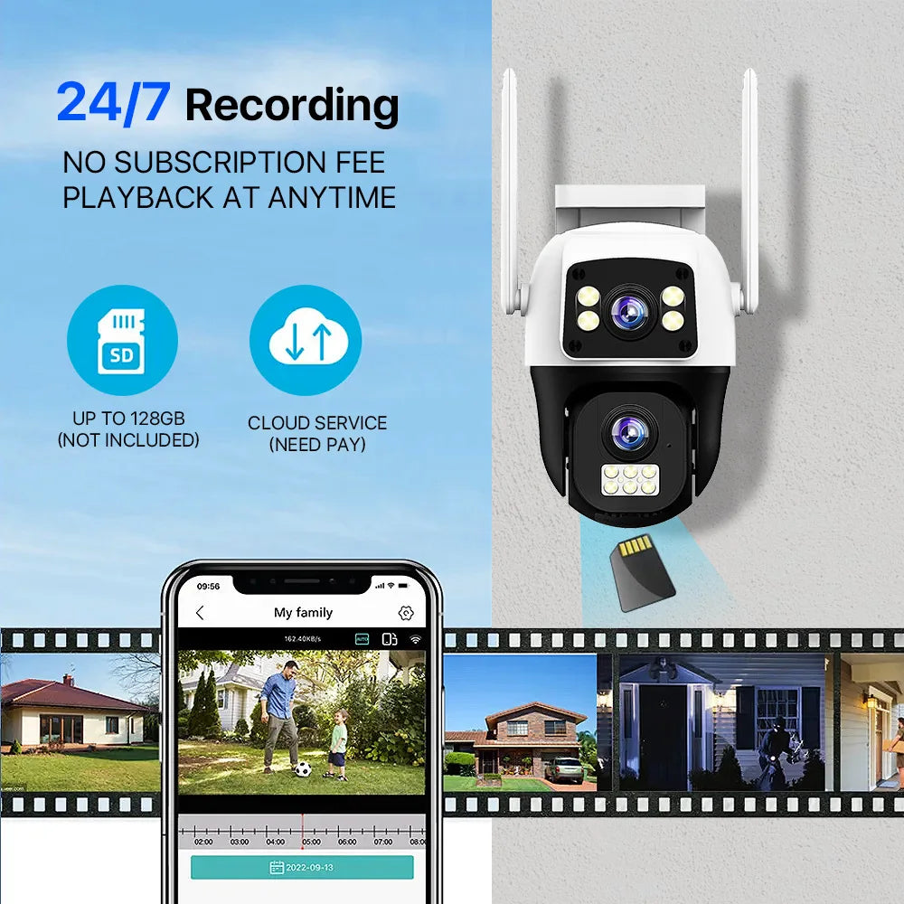 Caméra de Surveillance V380 4G | PTZ, Double Objectif, Vision Nocturne et Accès Smartphone Wi-Fi