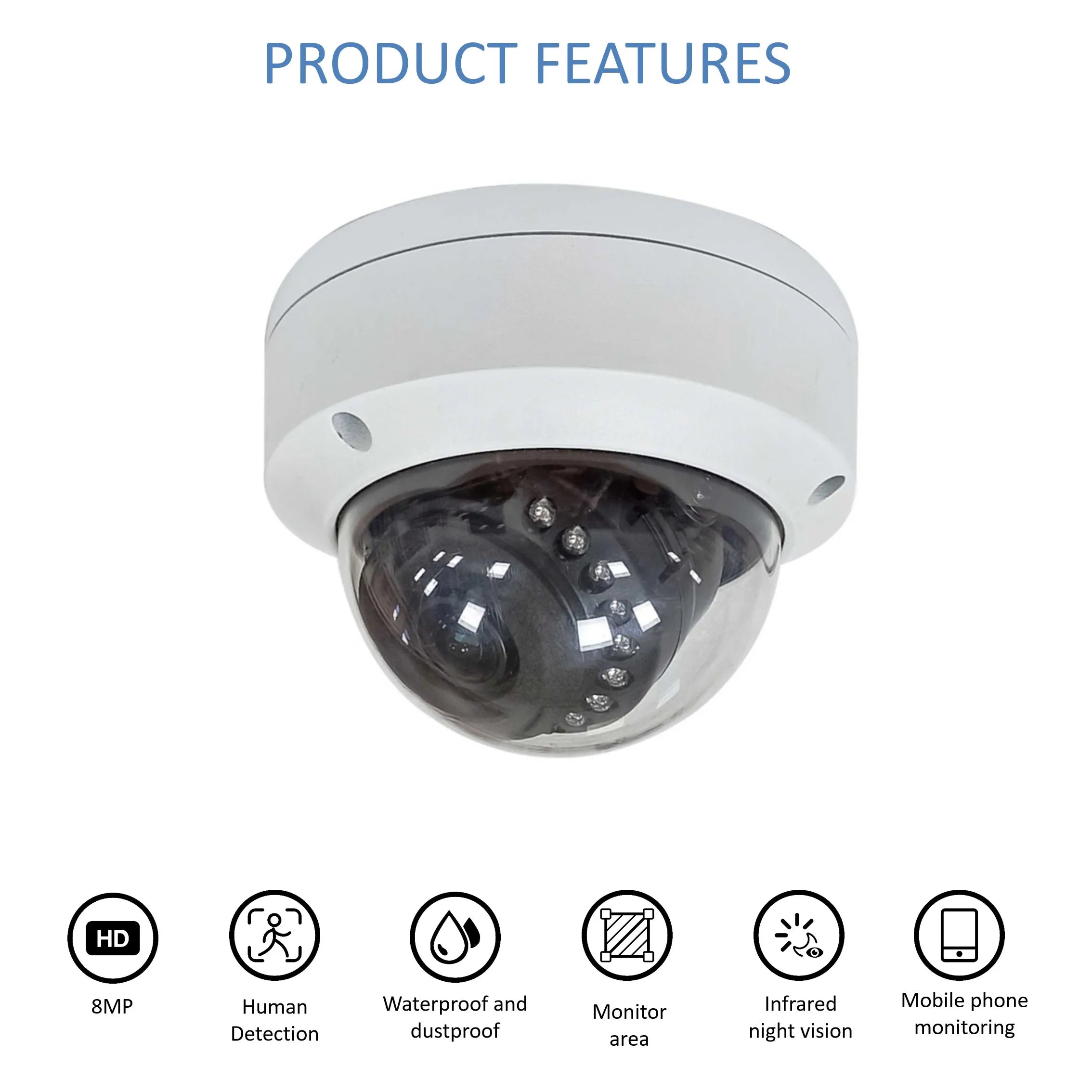 Caméra IP PoE 4K 8 MP | Dôme de Surveillance Extérieur, Vision Nocturne IR et Système de Vidéosurveillance