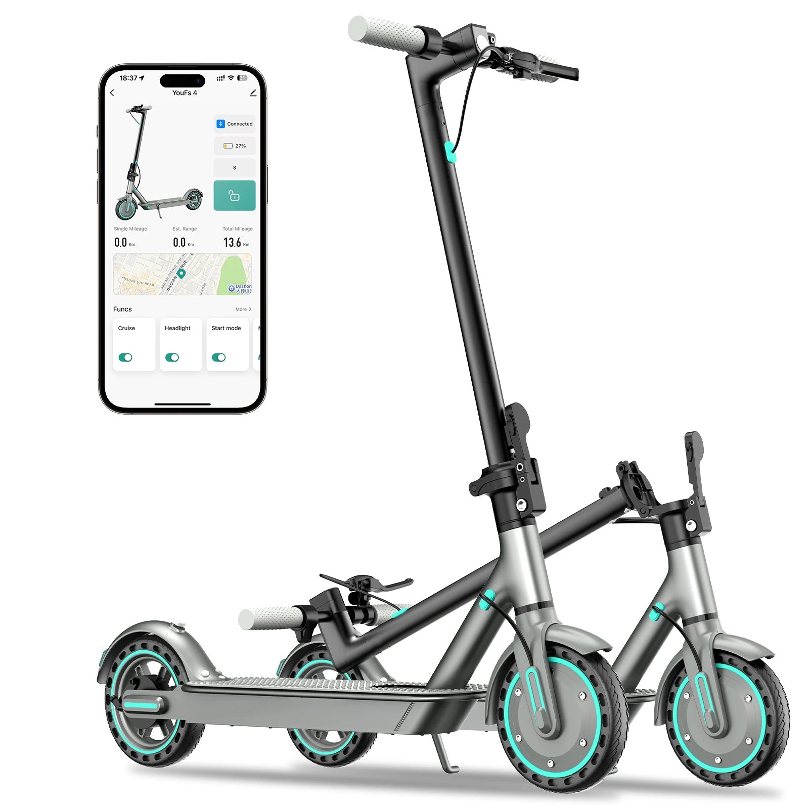 Trottinette électrique adulte pliable, vitesse maximale 25 km/h, autonomie de 34 km, batterie lithium 36 V 10,5 Ah
