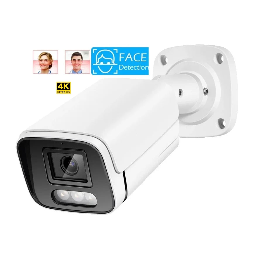 Système de vidéosurveillance réseau étanche avec détection de visage IA 8MP, caméra de sécurité IP PoE avec détection humaine