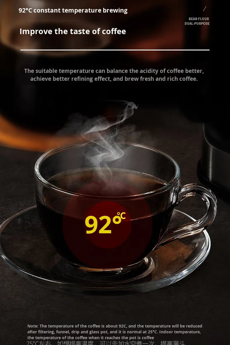 Machine à café automatique en acier inoxydable avec broyeur intégré, style américain, compact, idéal pour la cuisine, le bureau ou l'hôtel.