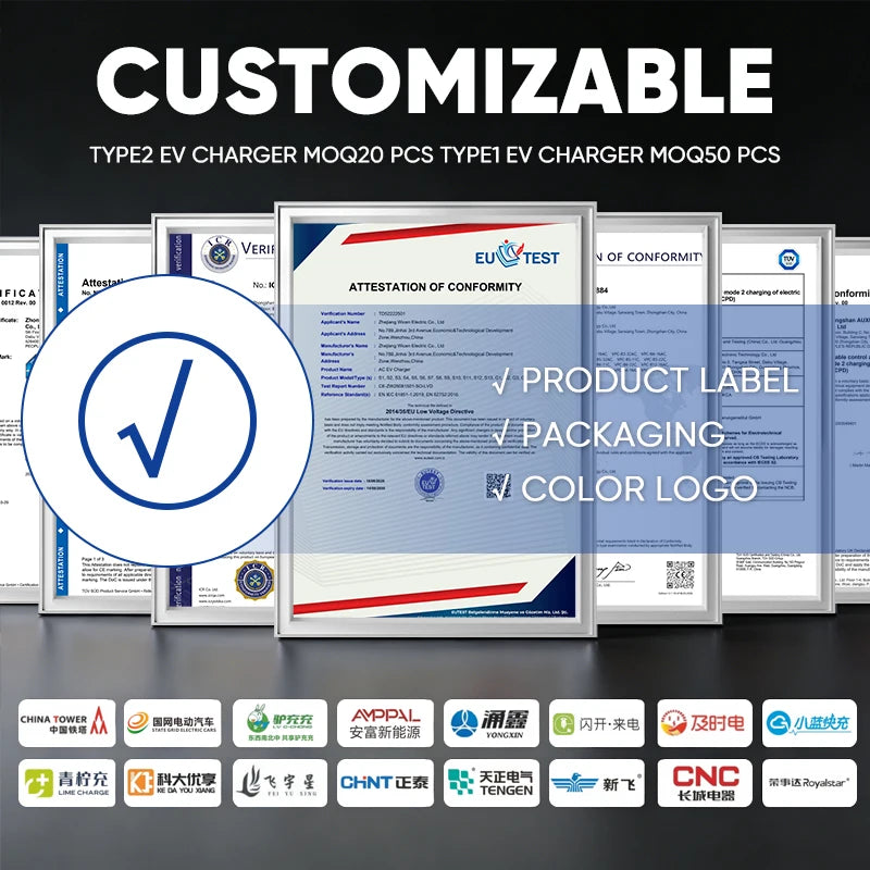 Nouvelle borne de recharge portable et réglable pour véhicules électriques, 11 kW, IP65