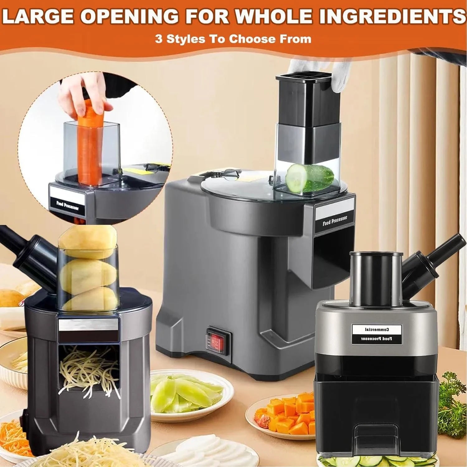 Robot culinaire professionnel 4 en 1, hachoir à légumes électrique multifonctionnel, trancheuse, râpe automatique