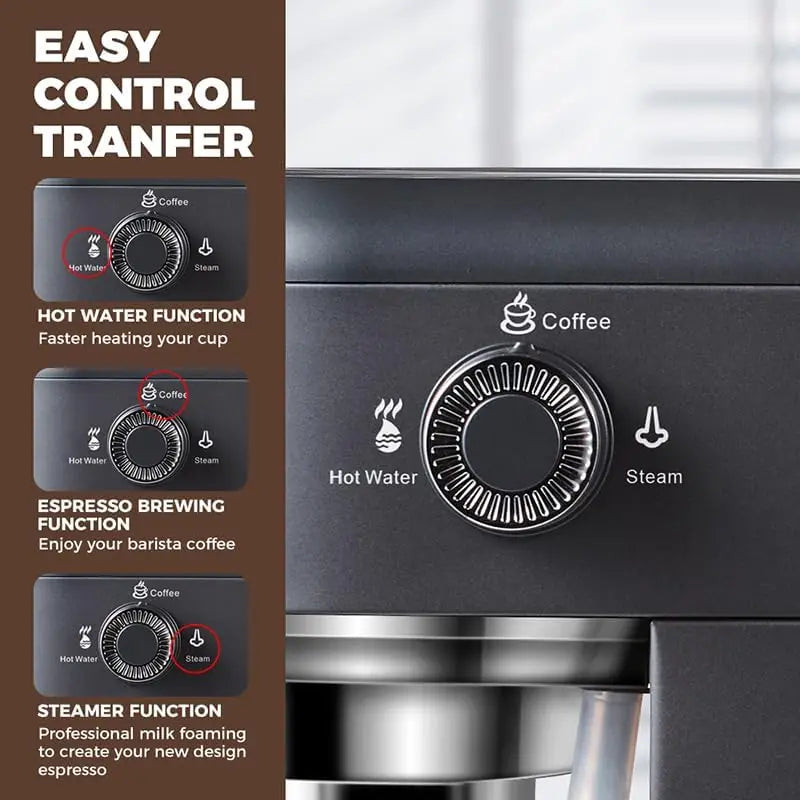 Machine à expresso électrique CAFELFFE MK-601F 4 en 1 en acier inoxydable avec mousseur à lait, pression 20 bars, compatible avec les dosettes /D*/ESE