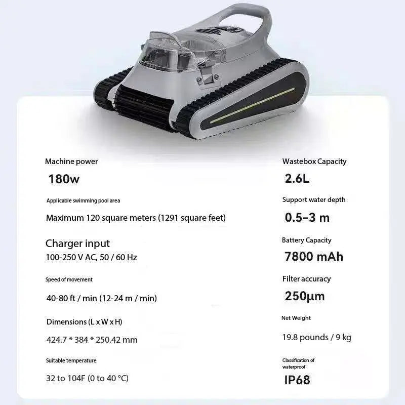 Robot nettoyeur de piscine JinDe ZM9 — rechargeable, piscines enterrées et hors sol