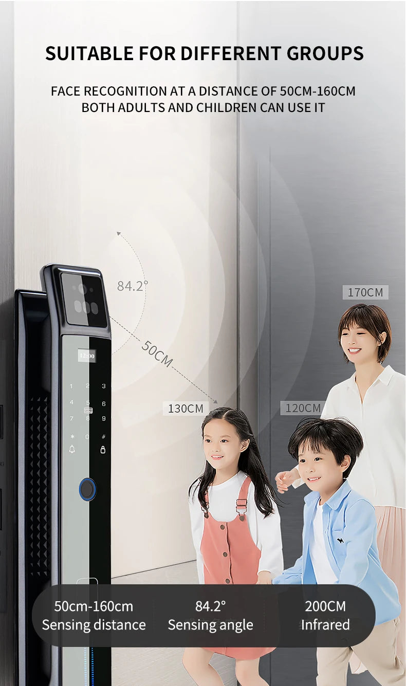 Sonnette vidéo, serrure à empreinte numérique automatique, serrure à mortaise Tuya Smart Lock 6068, serrure numérique à reconnaissance faciale 3D