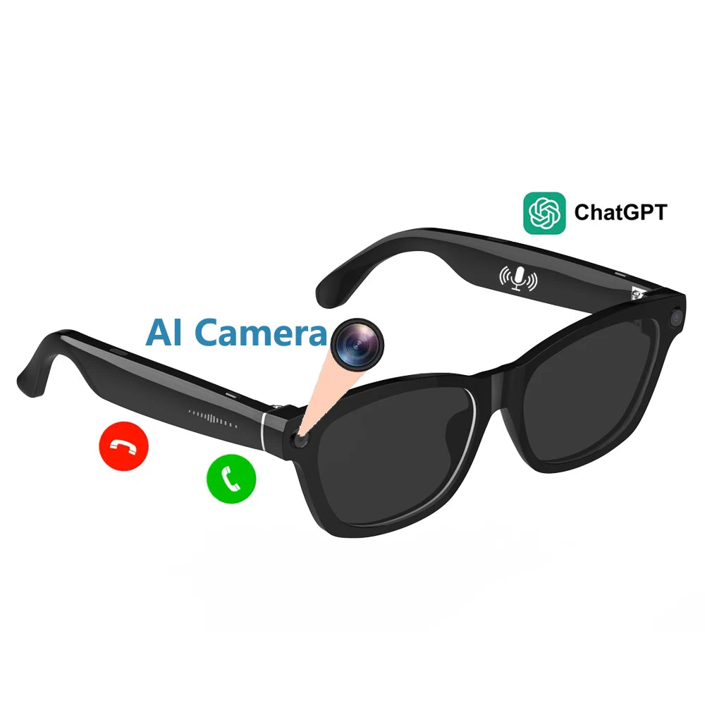 Lunettes Audio IA – Caméra, Traducteur, Affichage Vidéo & Bluetooth | Apple-Samsung