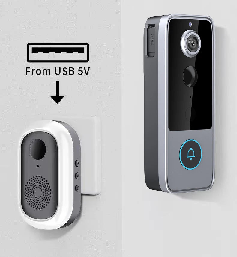 Sonnette vidéo sans fil intelligente avec caméra de sécurité pour la maison 1080p - Meilleure sonnette vidéo Wi-Fi - Sonnettes intelligentes Tuya