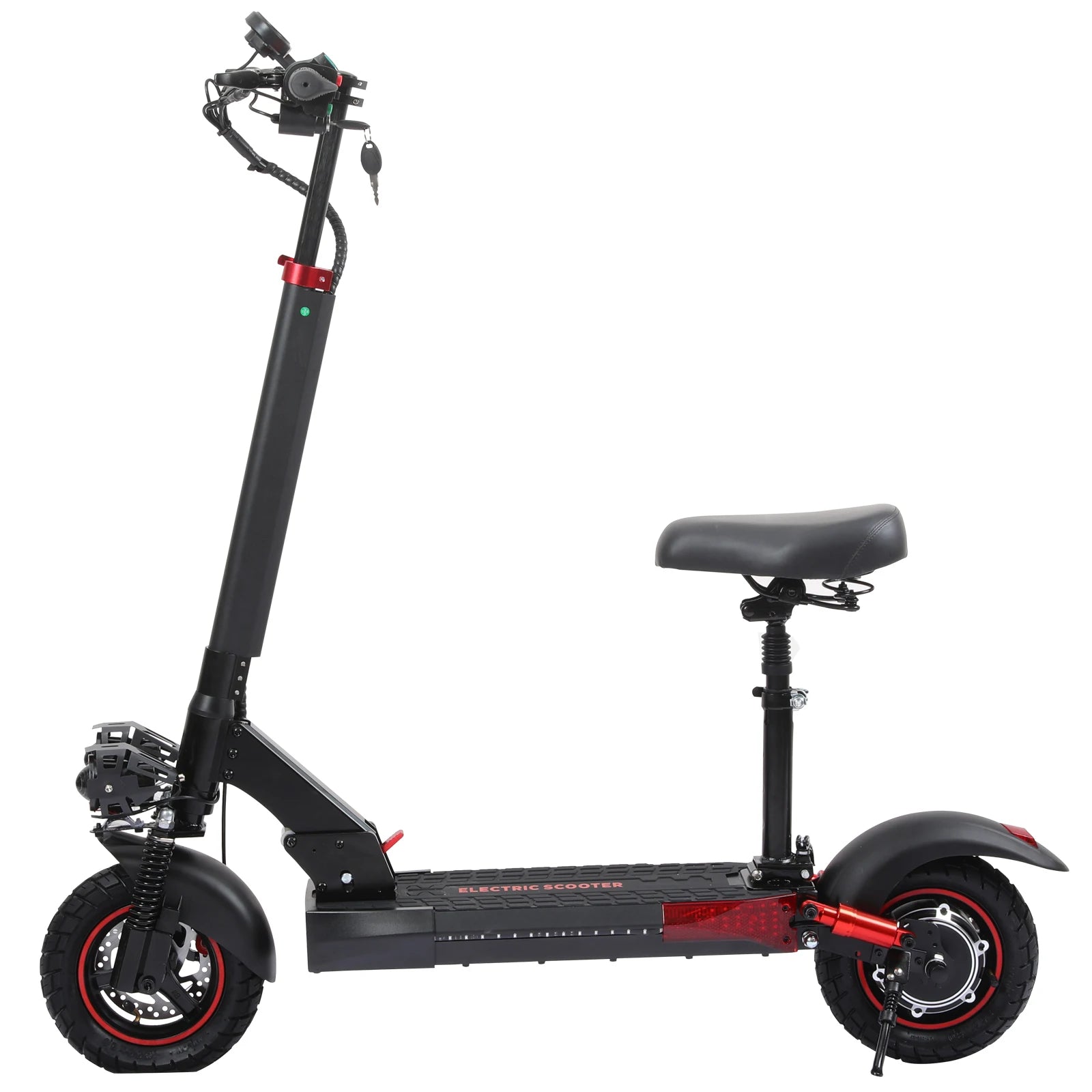 Trottinette électrique tout-terrain pliable et étanche IPX5, pneus larges 10 pouces, double suspension, autonomie de 45 km, entreposage UE, Royaume-Uni, États-Unis et Canada.