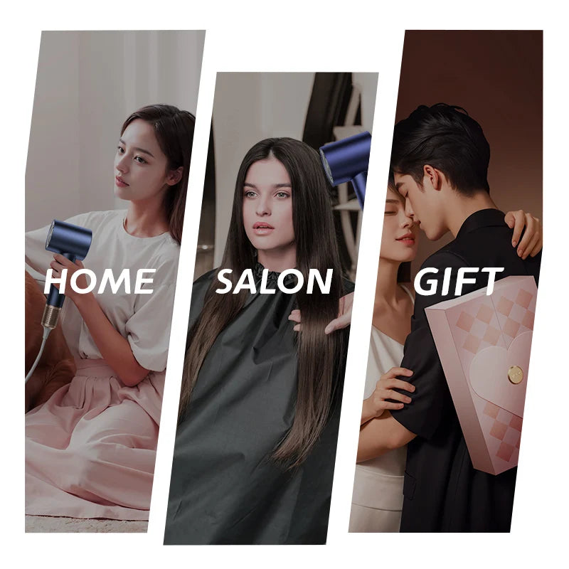 Sèche-cheveux ionique BLDC professionnel sur mesure, avec brosse et concentré pour un séchage rapide, idéal pour la maison, le camping-car ou la voiture.