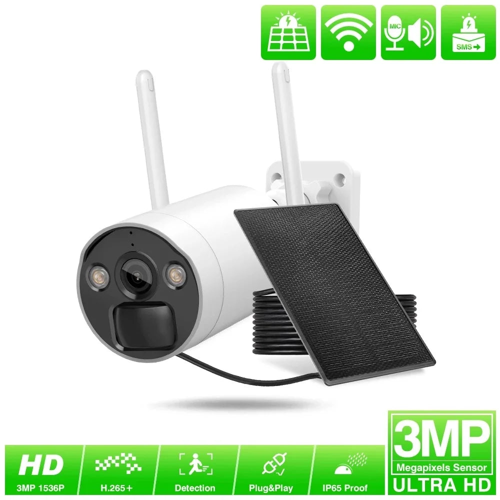 Kit NVR solaire WiFi MR-9508, 8 canaux, 3 MP, IP66, écran 10,1 pouces, H.265, 6 To