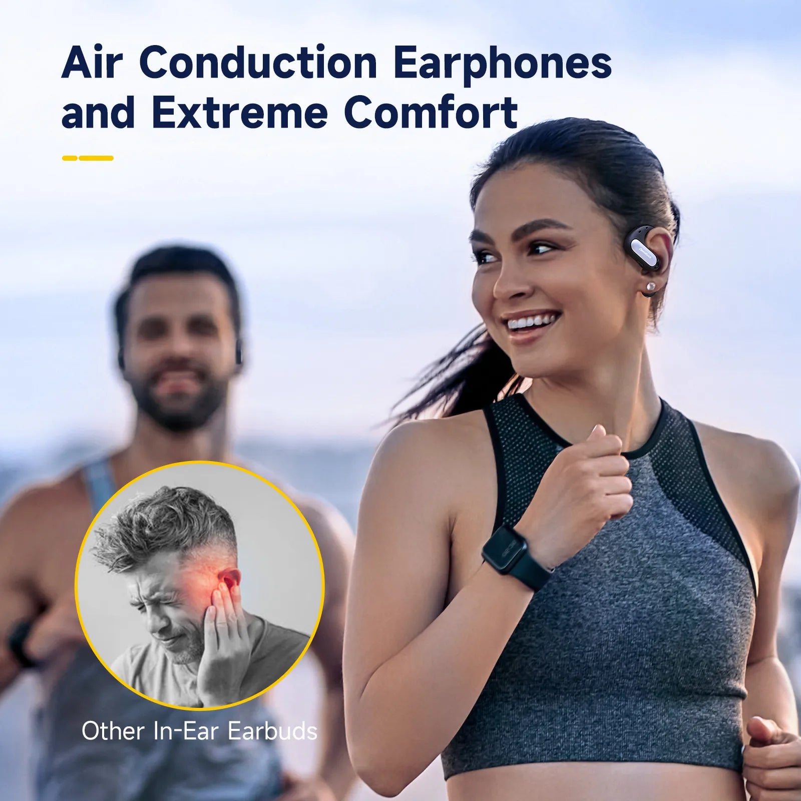 Écouteurs Open-Ear OpenRock T1 – Bluetooth 5.0, 15h Autonomie & IPX5 Sport