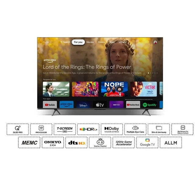 Téléviseur intelligent QLED UHD 4K de 85 à 98 pouces (version internationale) avec HDR, Wi-Fi, 120 Hz, Android et Google. Livraison gratuite.