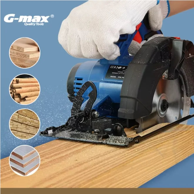 Scie circulaire électrique sans fil HERZO 20V, moteur sans balais, éclairage LED - Outil de coupe du bois industriel pour le bricolage - Portable - Garantie 3 ans