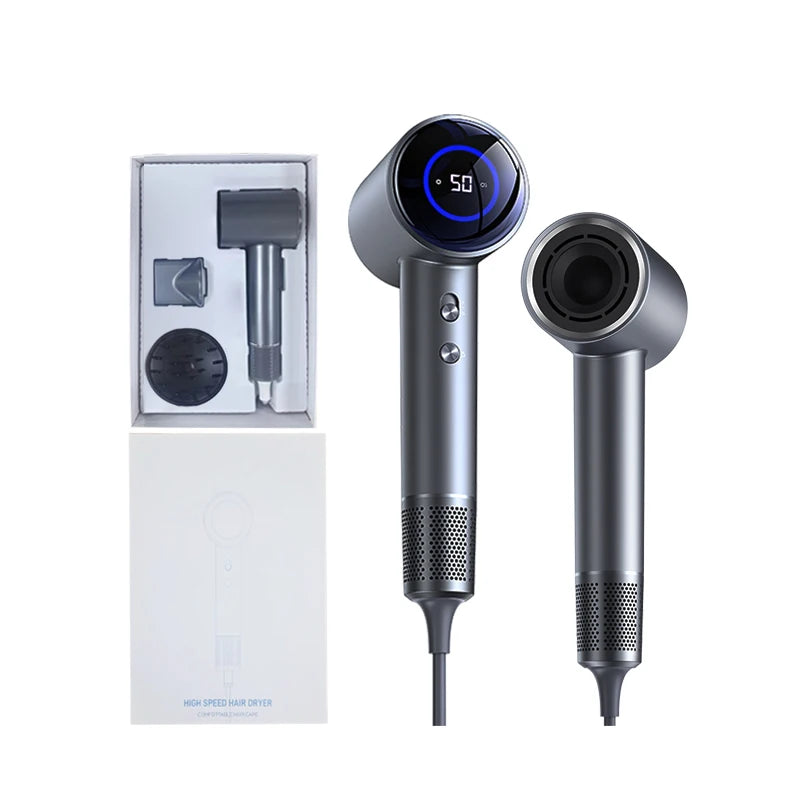 Sèche-cheveux ionique BLDC professionnel sur mesure, avec brosse et concentré pour un séchage rapide, idéal pour la maison, le camping-car ou la voiture.