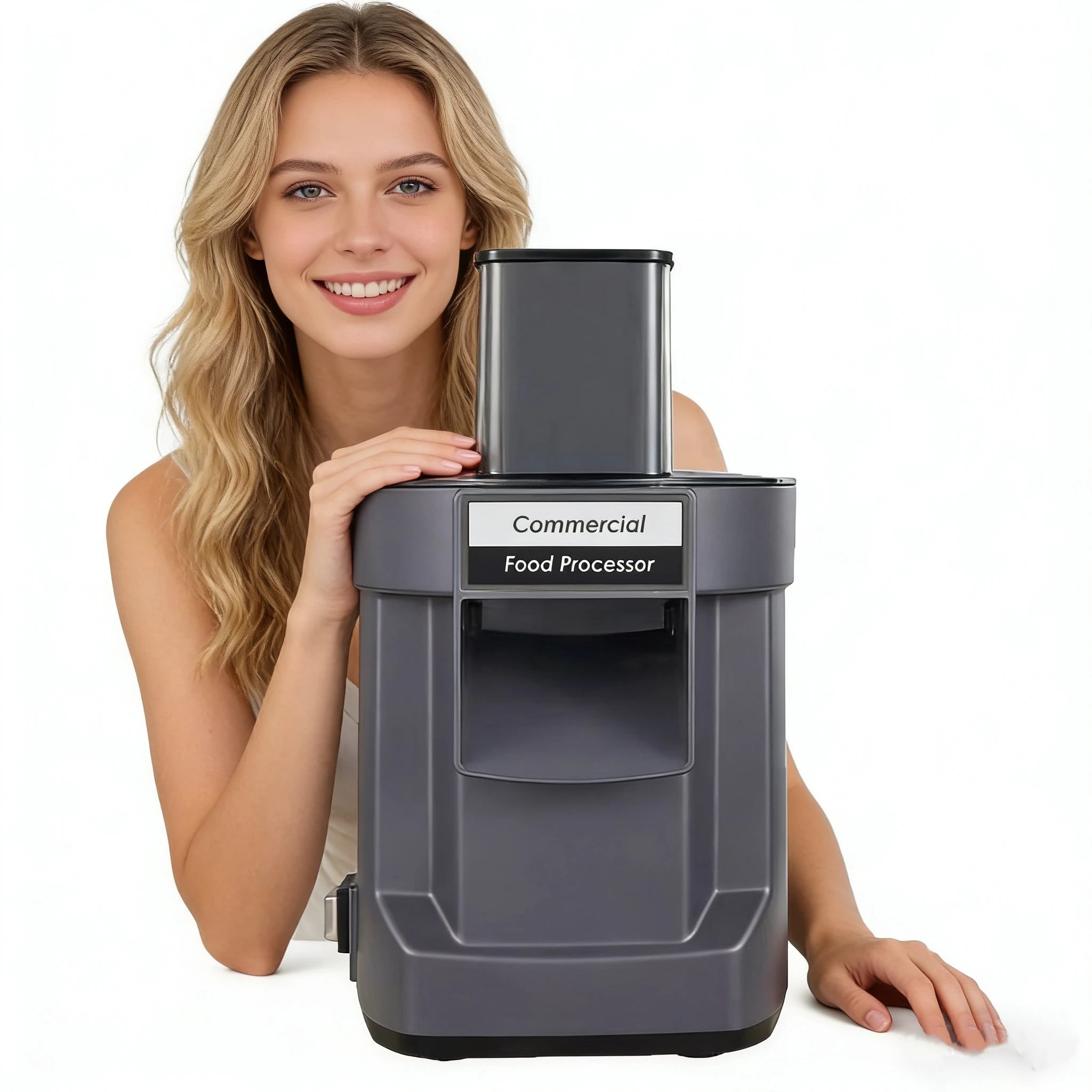 Robot culinaire multifonctionnel pour usage domestique et professionnel, capable de couper, râper et trancher les aliments.