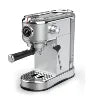 Machine à café expresso professionnelle avec mousseur à lait et vapeur, compacte, électrique, en acier inoxydable argenté