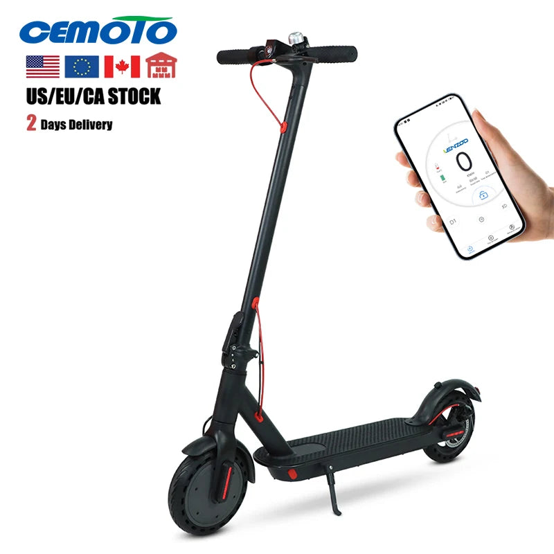 Trottinette électrique CEMOTO CEM-ES05 pliable 250 W, batterie 36 V 10,4 Ah, étanche IPX5, autonomie 30-35 km
