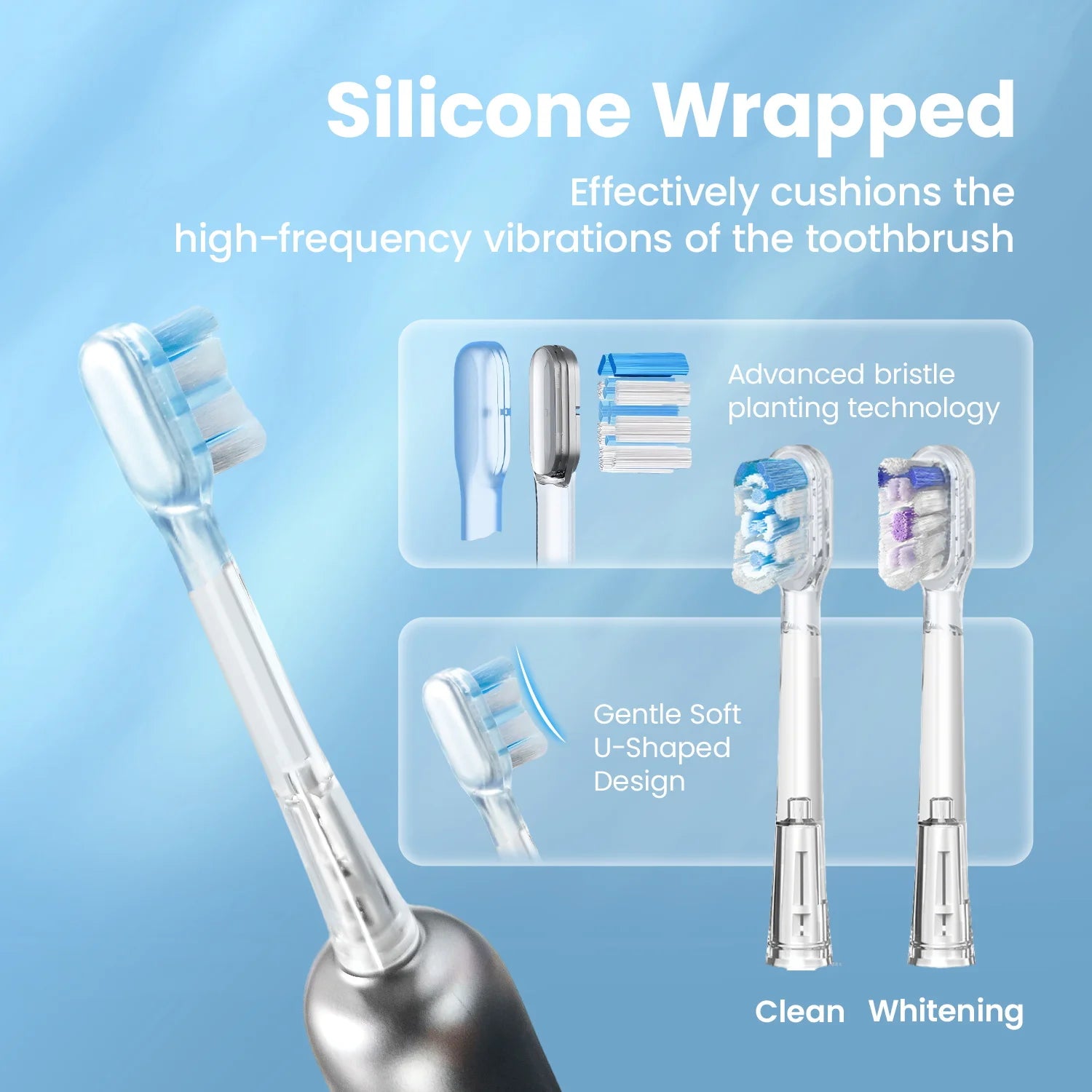 Brosse à dents électrique vibrante à balayage par vagues, nouveauté 2026, avec étui de suspension murale, pour la vente en gros et OEM.