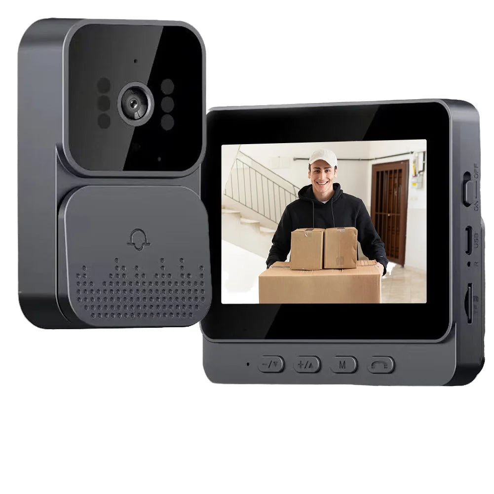 Sonnette vidéo intelligente HD avec interphone bidirectionnel sans fil WiFi et écran