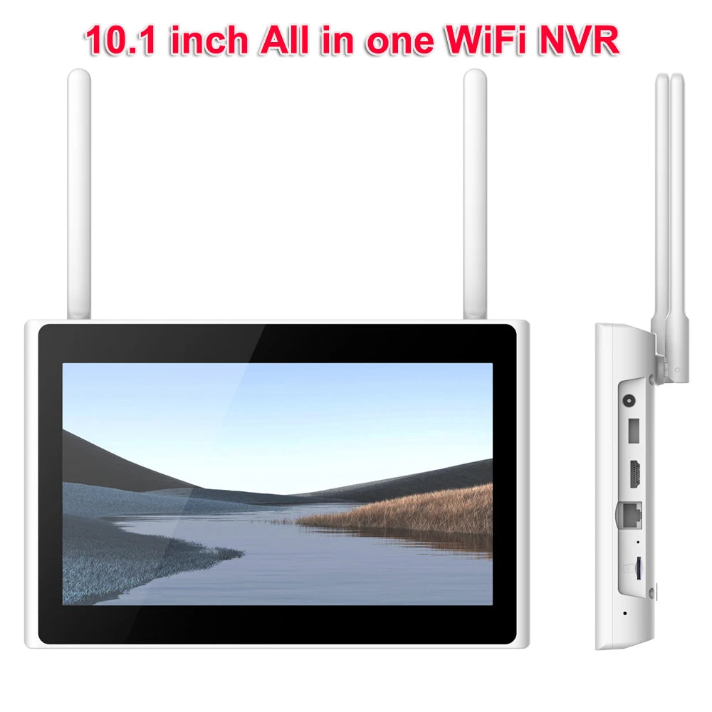 Kit NVR solaire WiFi MR-9508, 8 canaux, 3 MP, IP66, écran 10,1 pouces, H.265, 6 To