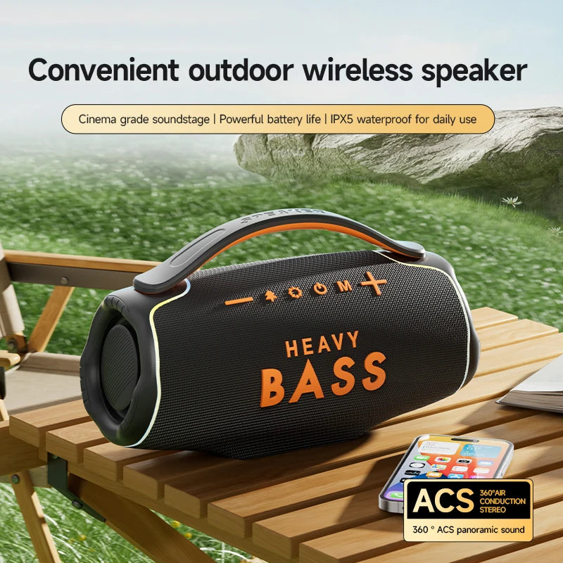 Enceinte Portable BASS-16 – 30 W, IPX5, Bluetooth 5.3, RGB et carte TF | Extérieur
