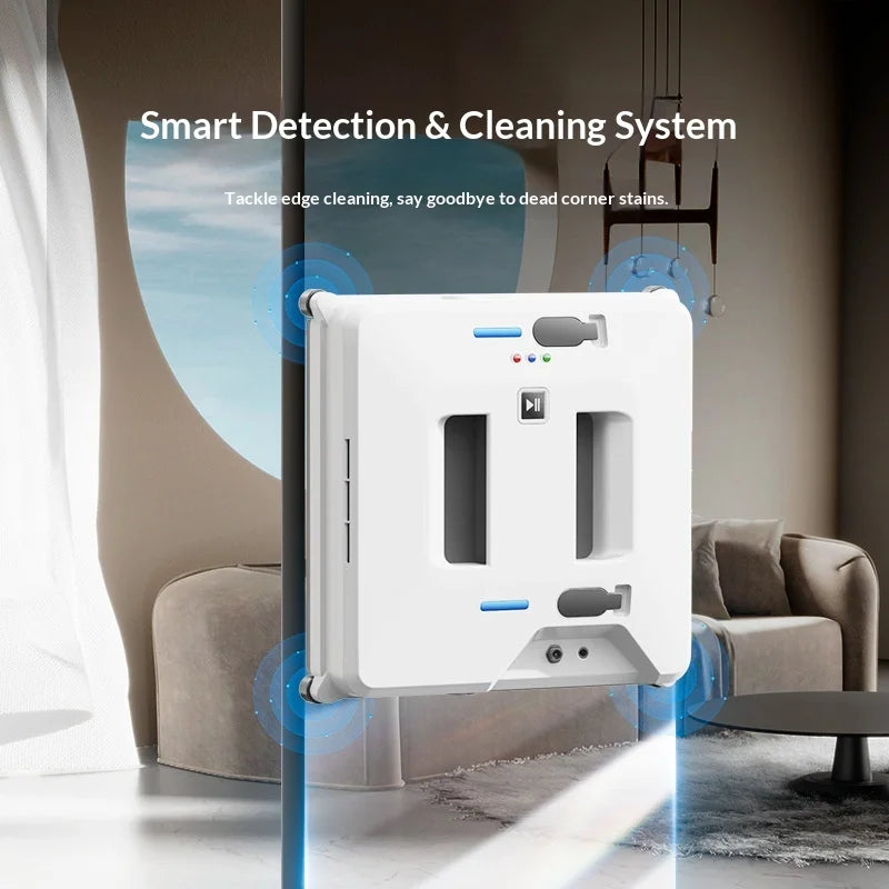 Robot nettoyeur de vitres automatique à double pulvérisation d'eau, planification intelligente, écran TFT