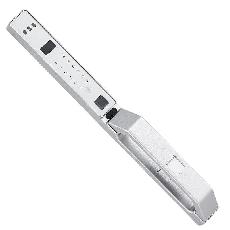 Sonnette vidéo TUYA argentée et blanche, verrouillage mains libres, cadre étroit, compatible avec les téléphones portables, serrure de porte à code en aluminium Tuya, serrure de porte intelligente automatique