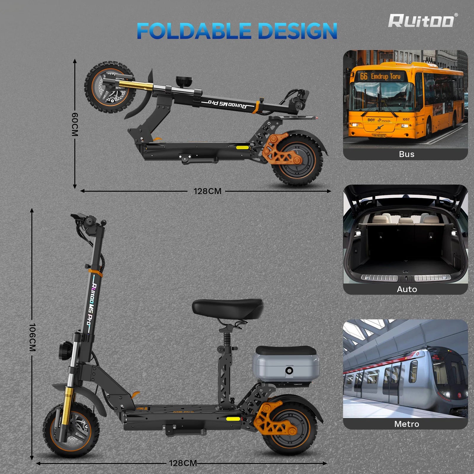 Trottinette électrique Ruitoo M5PRO pour adultes, puissante et pliable, à vendre.
