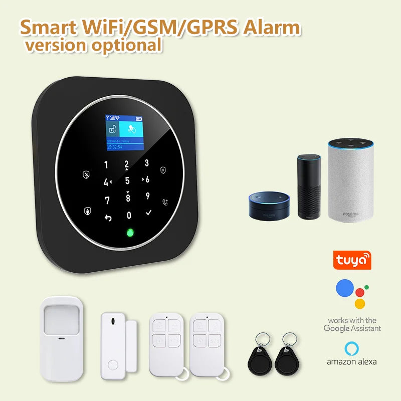 Système de sécurité domestique KERUI G12 Noir, système d'alarme sans fil WiFi GSM, kit d'alarme domestique avec contrôle à distance via l'application Tuya Smart.