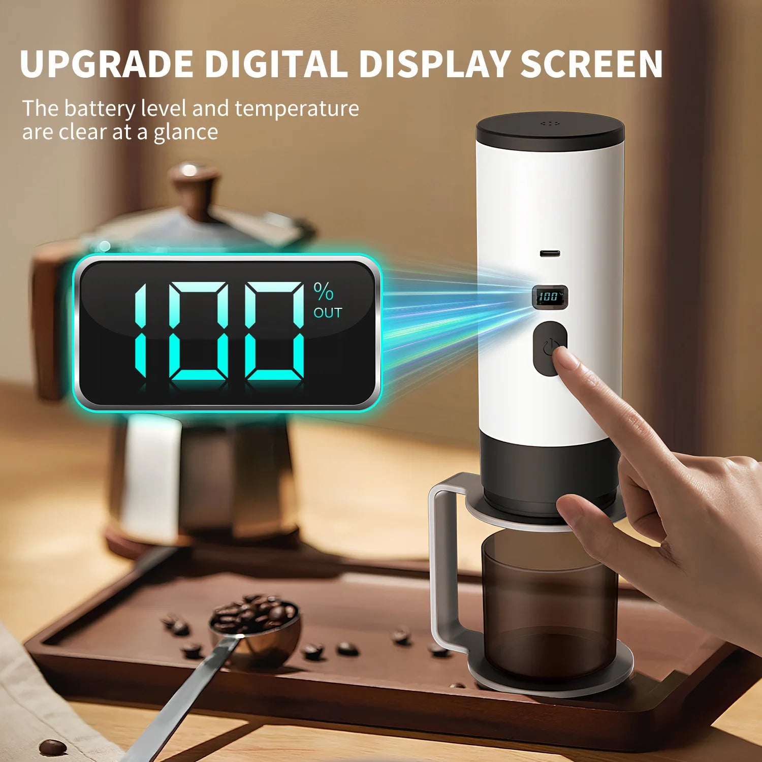 Cafetière Expresso Portable Nano | 2-en-1, Recharge USB, 7800 mAh pour Voyage et Extérieur