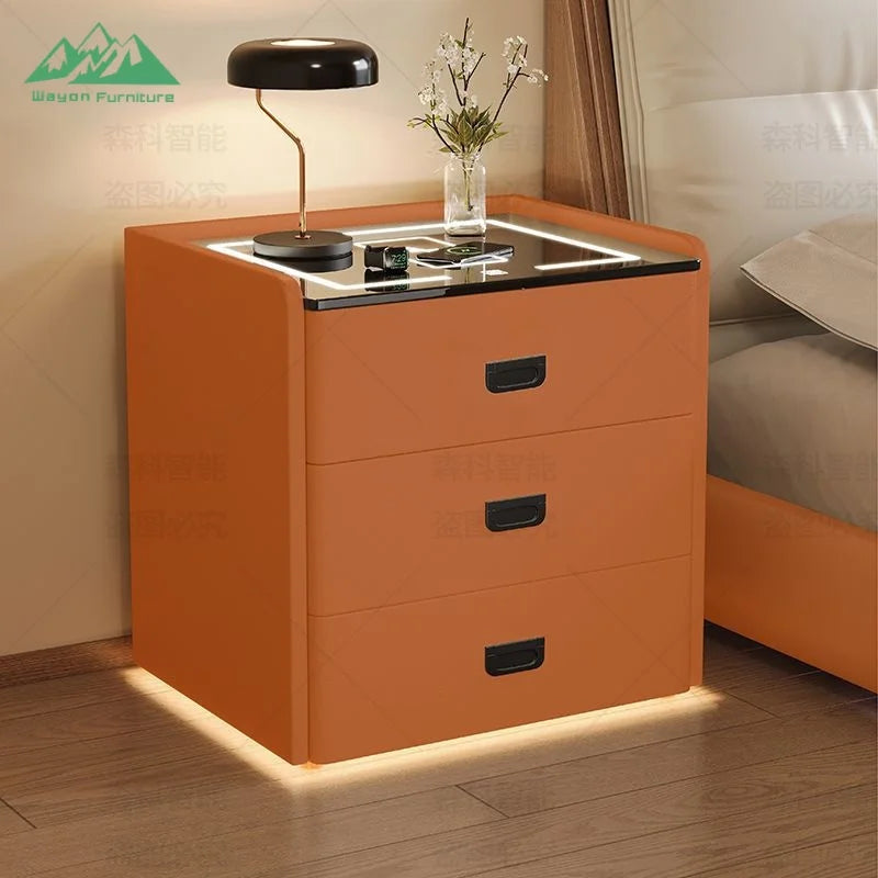 Table de Nuit Wayon – Verrou Digital, Charge Sans Fil, Enceinte BT & 3 Tiroirs