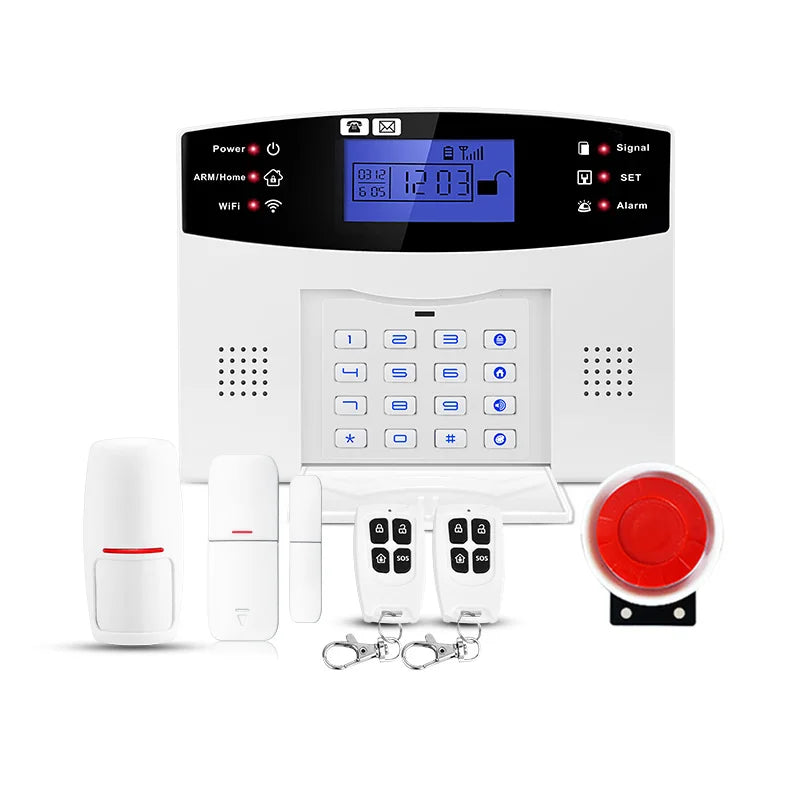 Dispositifs domotiques intelligents : kit d'alarme GSM 2,4 GHz compatible Wi-Fi 2,4 GHz avec application Tuya pour la sécurité de votre domicile.