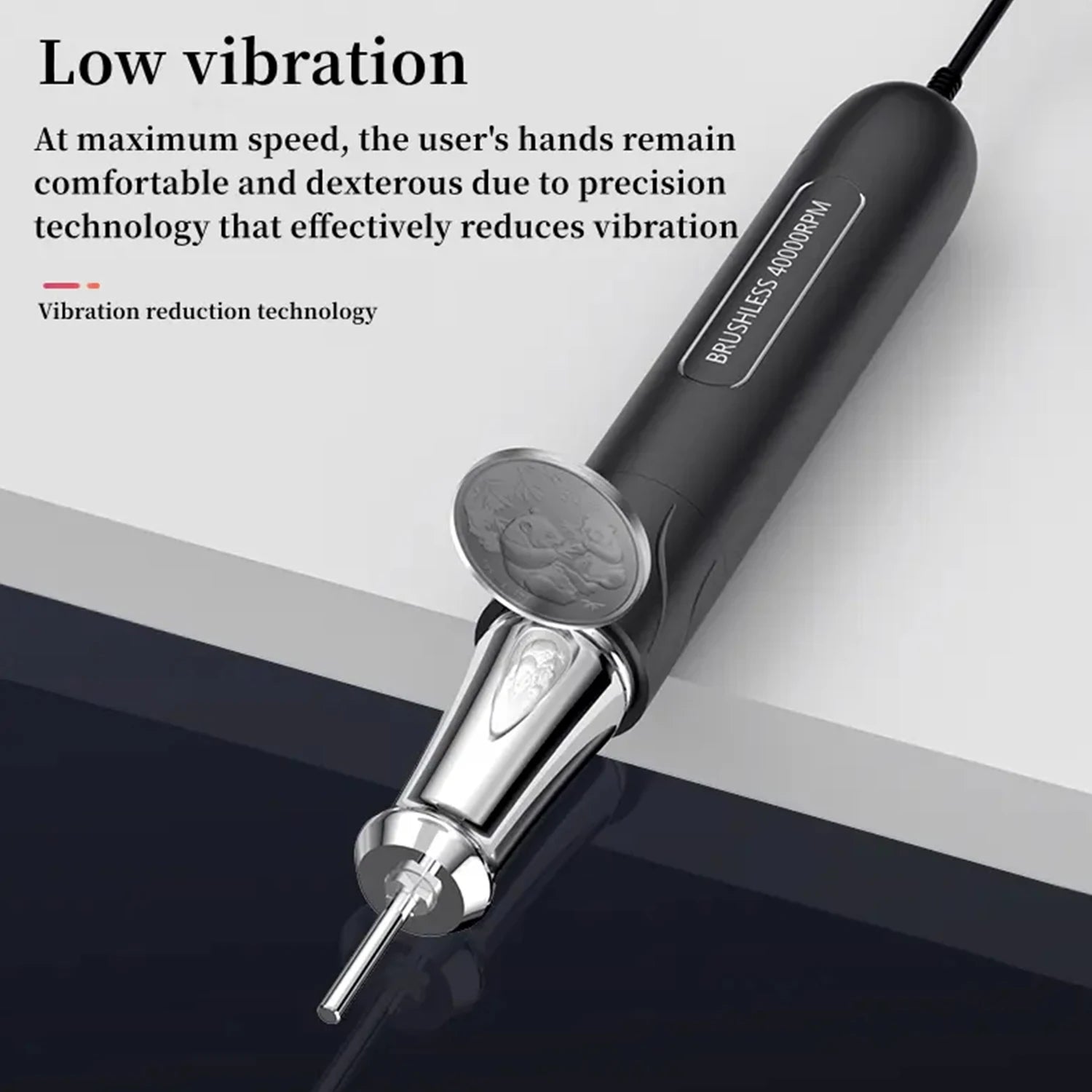 WELLSTRY Nouvelle arrivée Perceuse à ongles portable rechargeable sans balais 40000 tr/min Embouts en tungstène et acier inoxydable