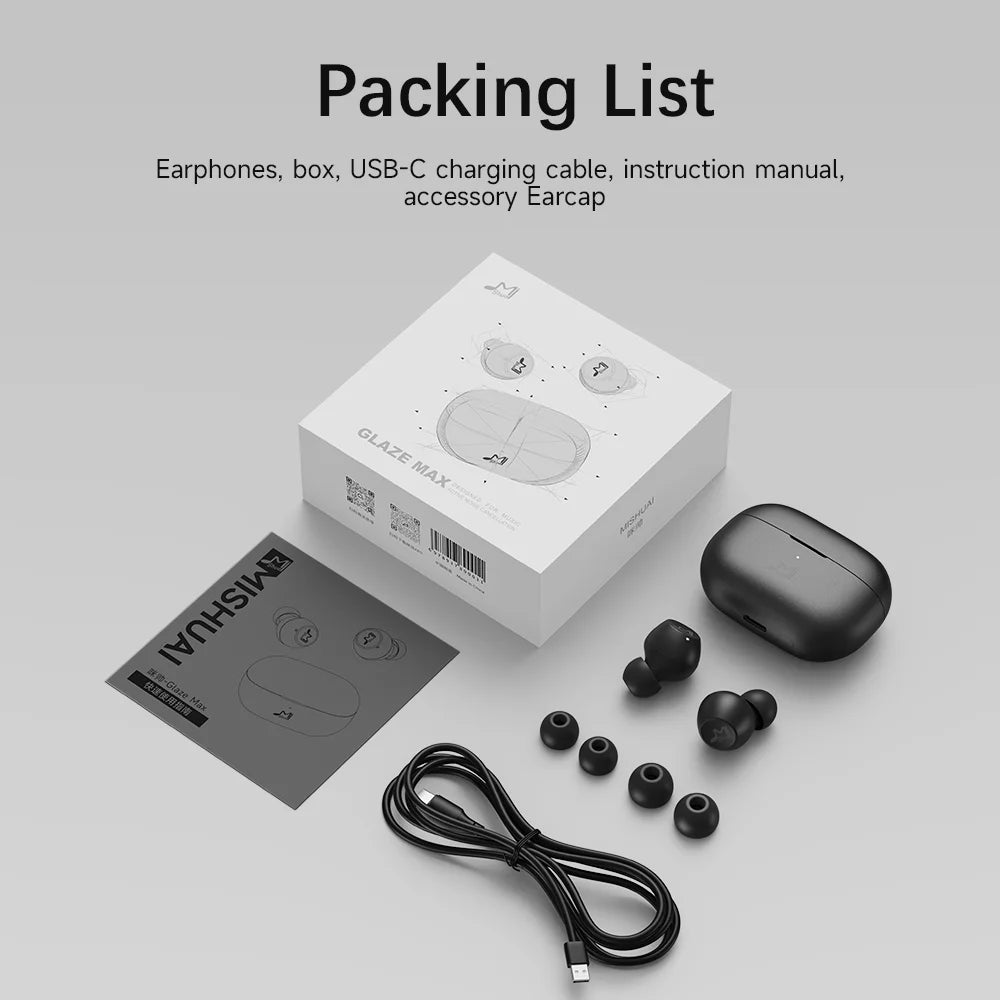 Écouteurs TWS Bean MISHUAI – ANC+ENC, HiFi, Bluetooth 6.0, LDAC & IPX4